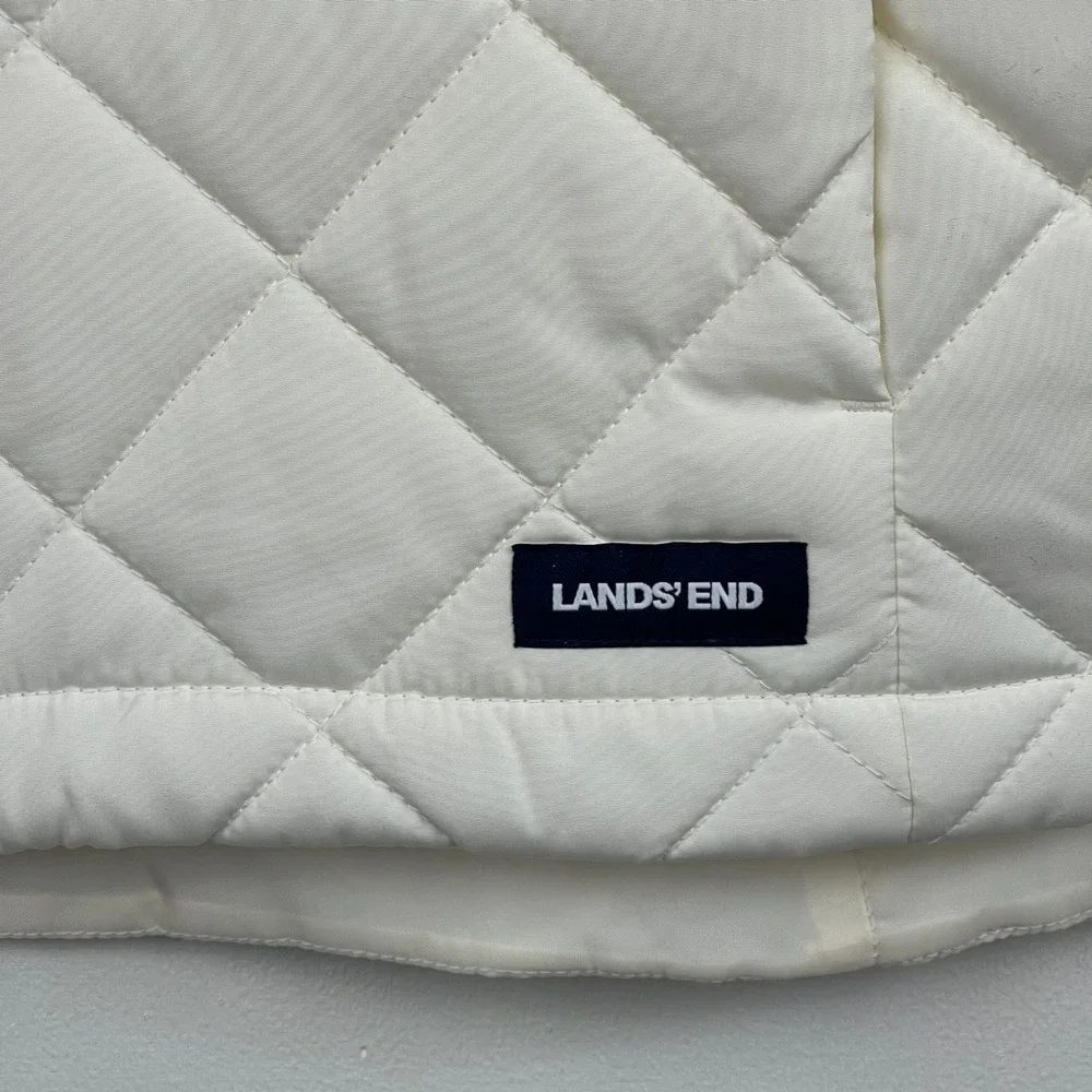 Lands End FeatherFree Quilted Insulated Vest Womens S Mock Neck Full Zip White - Picture 4 of 10